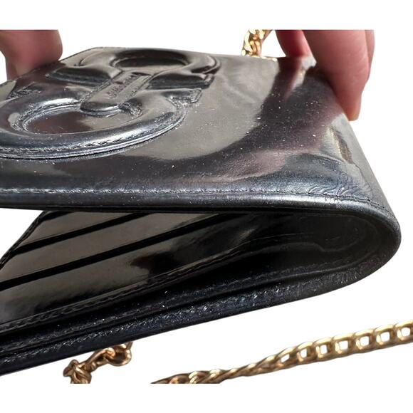 Ferragamo Bi-fold Wallet -  Double Gancini Enamel Black - Picture 13 of 16